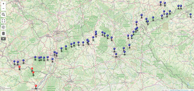 Ein Klick öffnet eine interaktive Karte der Wanderroute auf openstreetmap.de